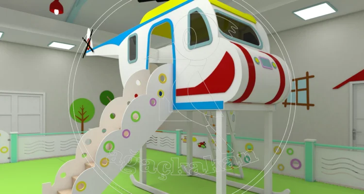 Anaokulu Fabrikası Helikopter Iç Mekan Oyun Parkı Merdivenleri