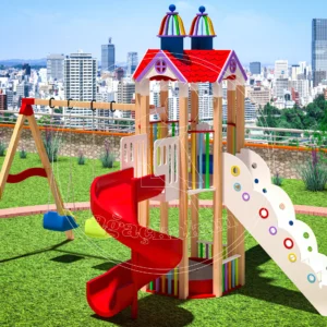 Anaokulu Fabrikası Kuleli Oyun Parki Spiral Kaydırak