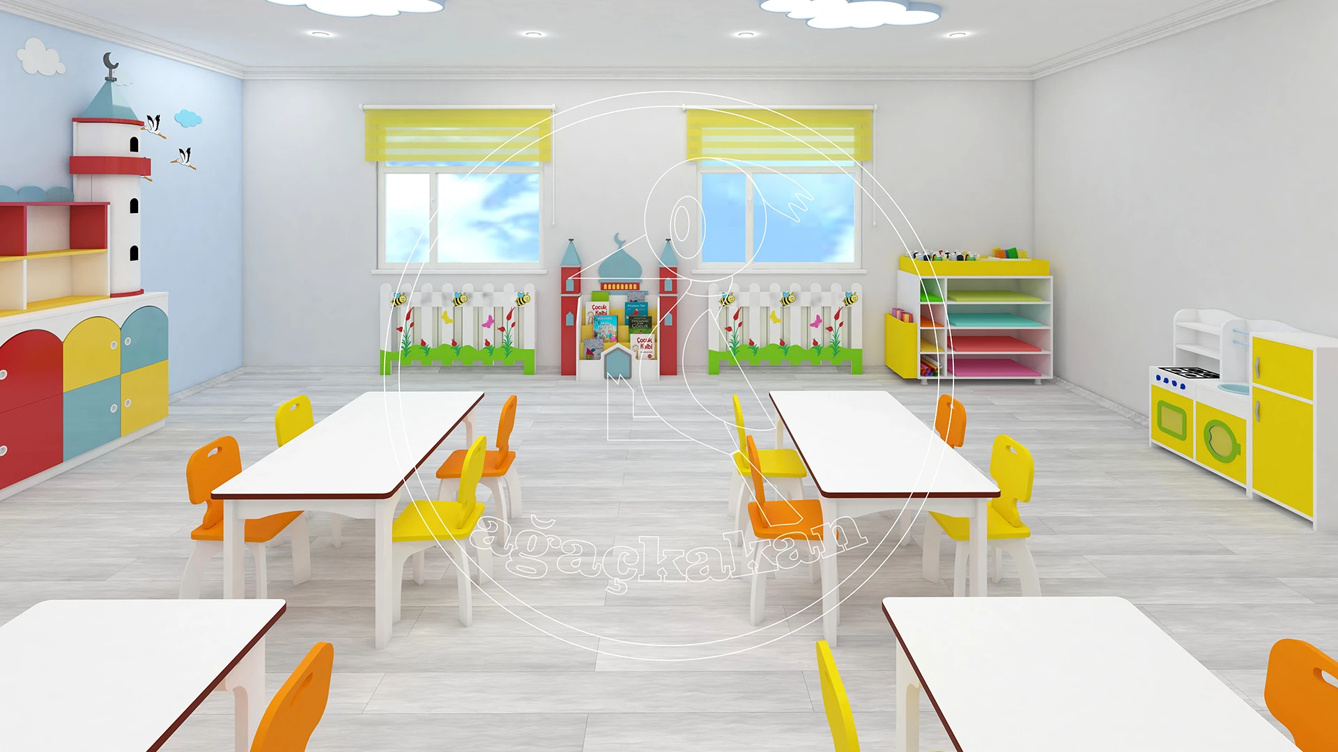 Cami Temalı 4-6 yaş kuran kursu sinif konsepti kalorifer kapaması | Anaokulu Fabrikası